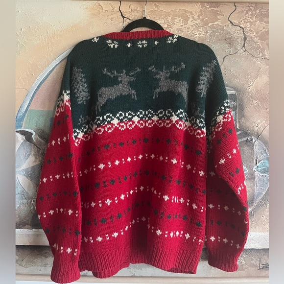 Vintage Eddie Bauer Wool Sweater Cardigan 1990 Christmas Womens Large - Picture 8 of 9